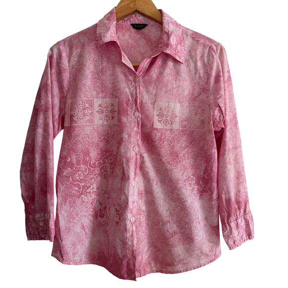 TRUE GRIT | Pink Tie Dye Western Print Relaxed Button down Shirt Tie Dye | Small - Picture 1 of 4